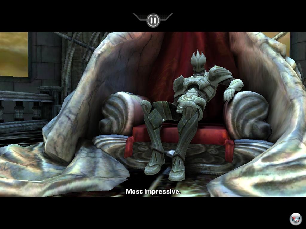 Da sitzt er, der Hund - und hohnlacht! Der God King ist der Endgegner von Infinity Blade - und der Grund f&uuml;r das immer neue Durchspielen.