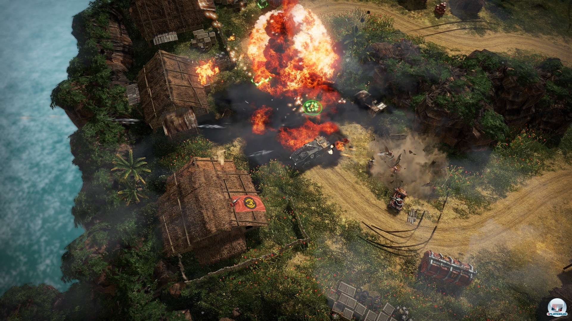 In den weitläufigen Spielabschnitten knallt und rummst es teils gewaltig. In den weitläufigen Spielabschnitten knallt und rummst es teils gewaltig.