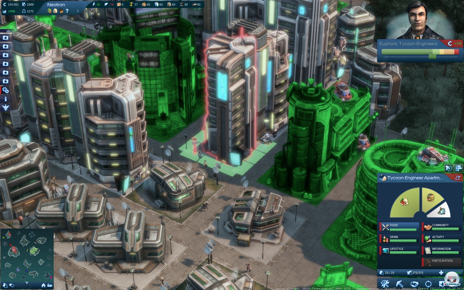 Das Menü-Interface mit den Bedürfnissen dürfte Spielern von ANNO 1404 vertraut vorkommen. Das Menü-Interface mit den Bedürfnissen dürfte Spielern von ANNO 1404 vertraut vorkommen.