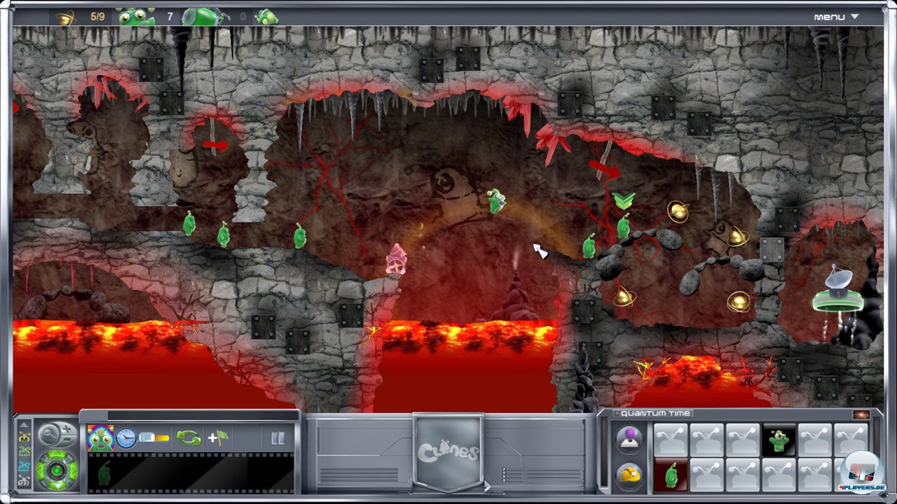 Fast wie fr&uuml;her: Brodelnde Lava und viele fiese Fallen versperren den Weg der Lemminge - pardon - Klone. 