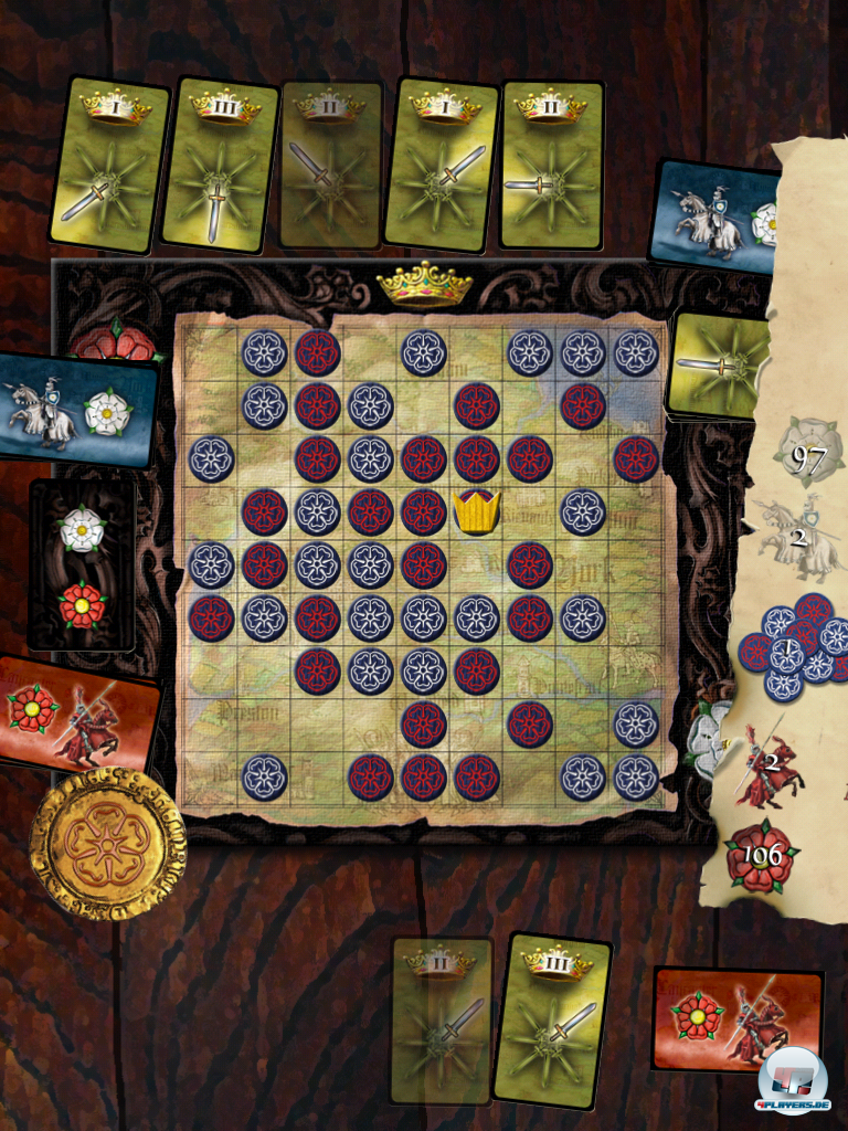 Das umkämpfte Spielfeld gegen Ende einer Partie - zum Glück wird alles automatisch berechnet. Das umkämpfte Spielfeld gegen Ende einer Partie - zum Glück wird alles automatisch berechnet.