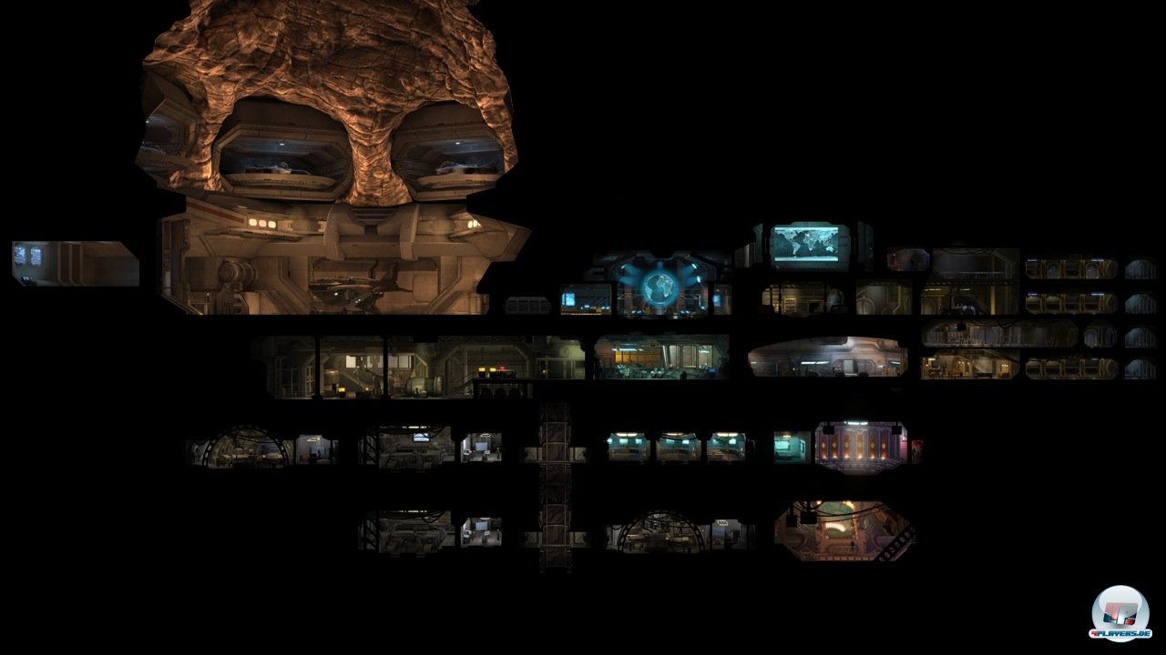 Der Querschnitt durch die Basis dient als Men&uuml; des globalen Managements.