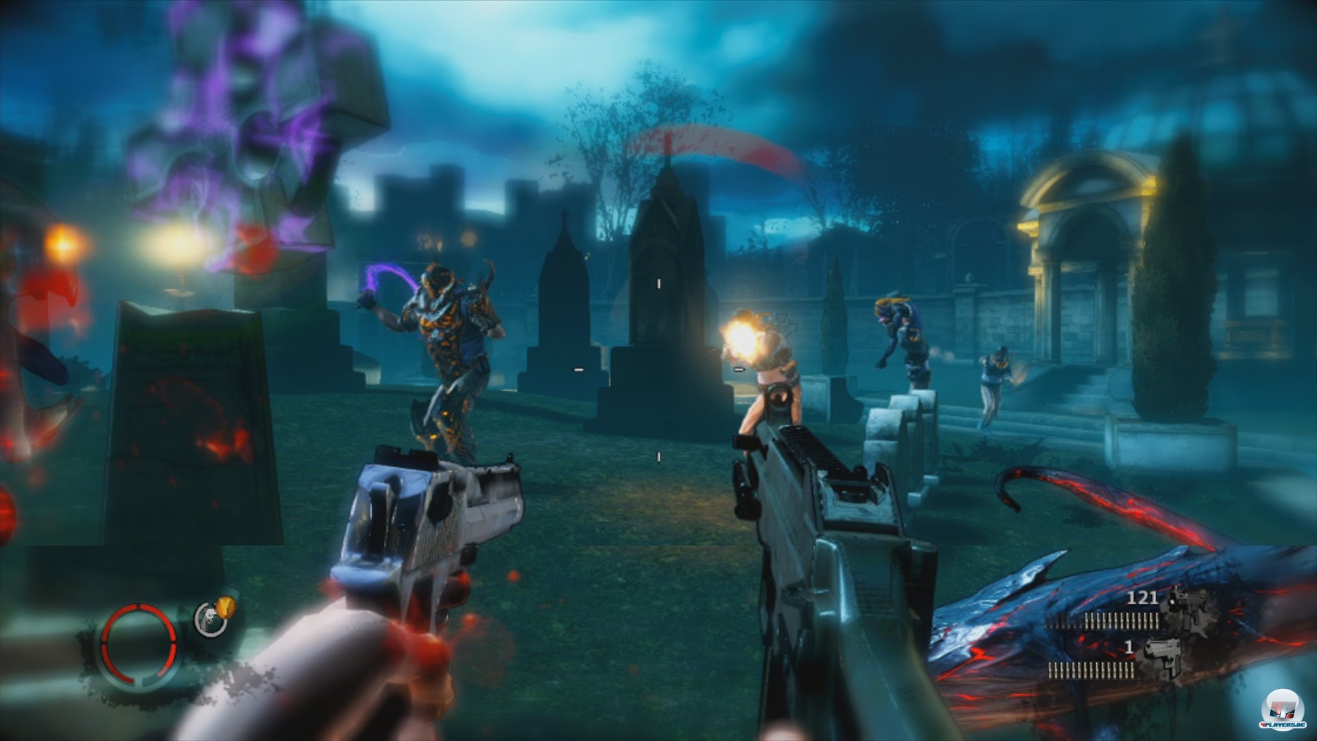 Das normale Geballer macht mit den beidh&auml;ndig tragbaren Waffen zwar Spa&szlig;, ist aber trotzdem nur Standard.