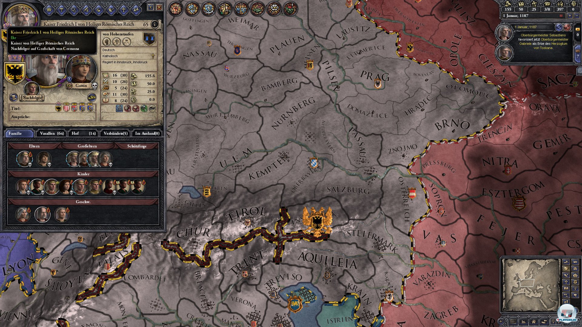 Barbarossa wartet nicht nur auf den Ruf des Papstes. Er muss auch noch ein Riesenreich und die liebe Familie managen. 