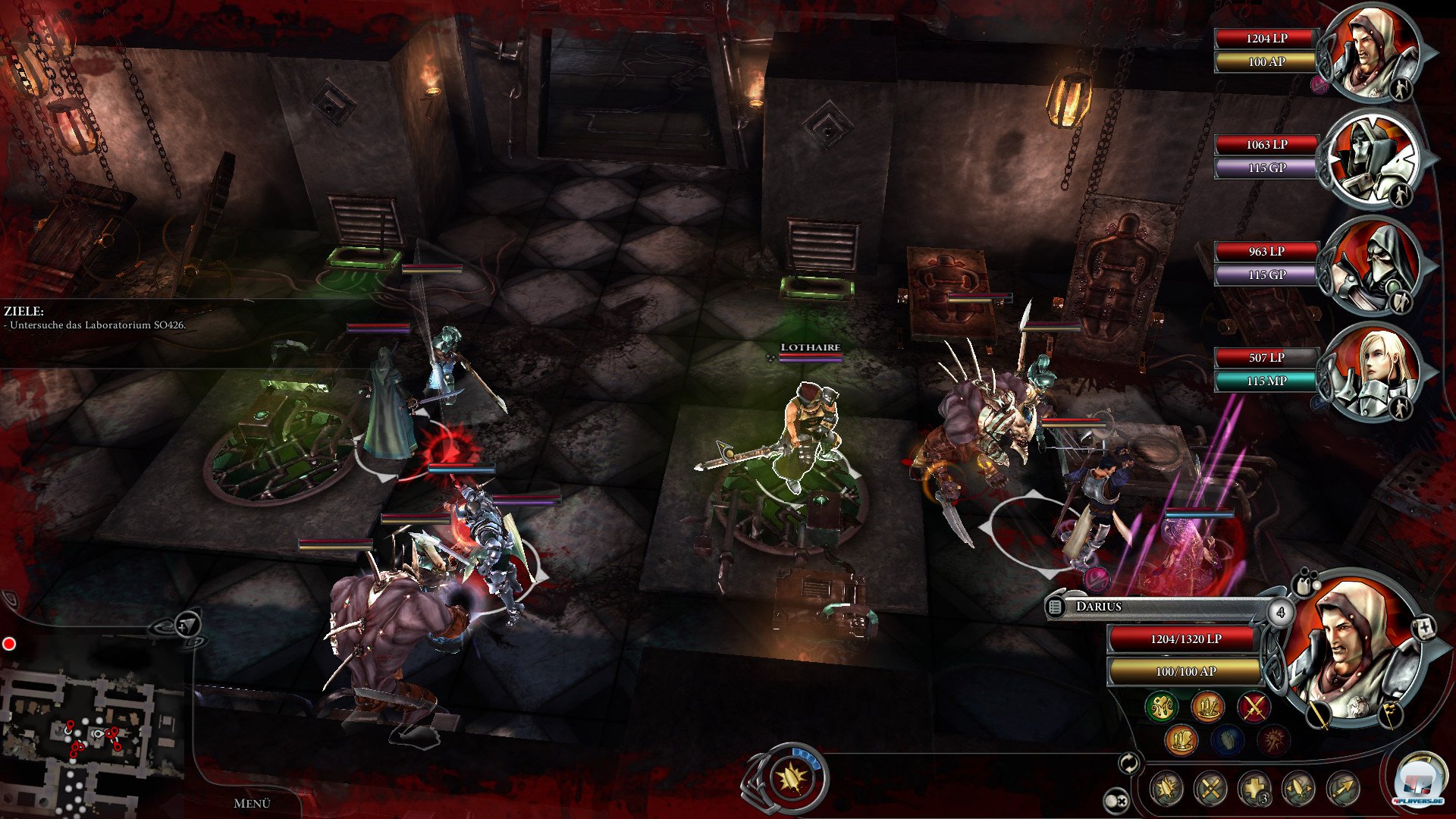 Blutige K&auml;mpfe gibt's statt, auch wenn sie die Heldengruppe selten in Verlegenheit bringen. 