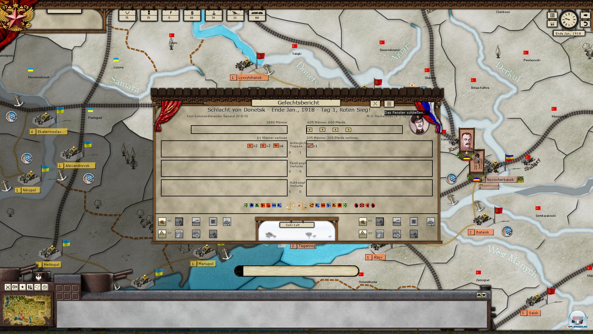 Derart lapidar bekommt man das Ergebnis einer Schlacht mitgeteilt, in die man nicht direkt eingreifen kann. 