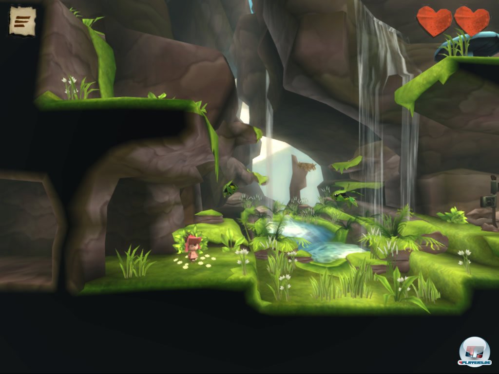 Mit Fingerstrichen schubst man den kleinen Toku auf hohe Plattformen... Mit Fingerstrichen schubst man den kleinen Toku auf hohe Plattformen...