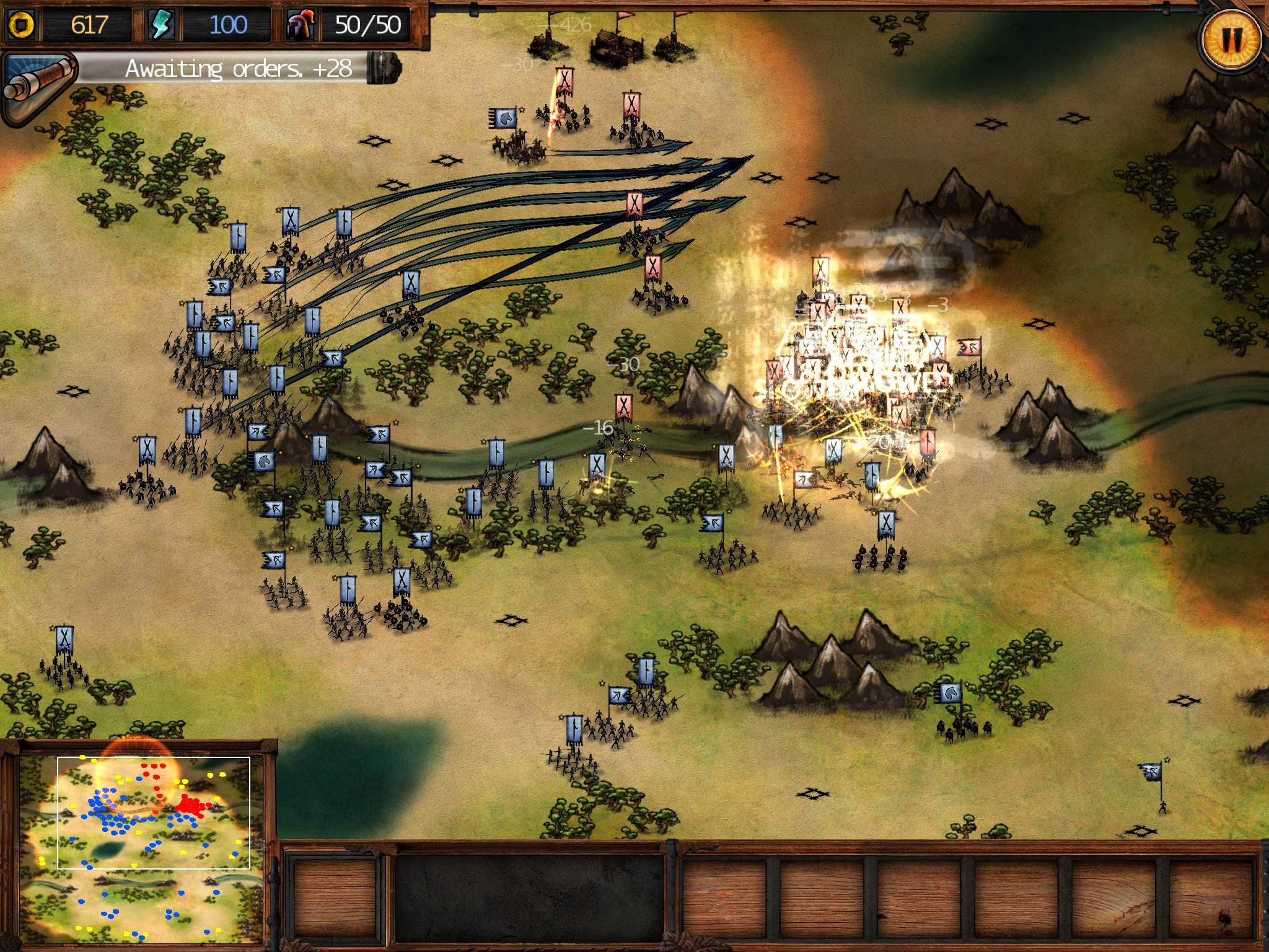 Was klein beginnt, nimmt immer gr&ouml;&szlig;ere Ausma&szlig;e an: Hunderte Krieger sind hier im Gefecht.