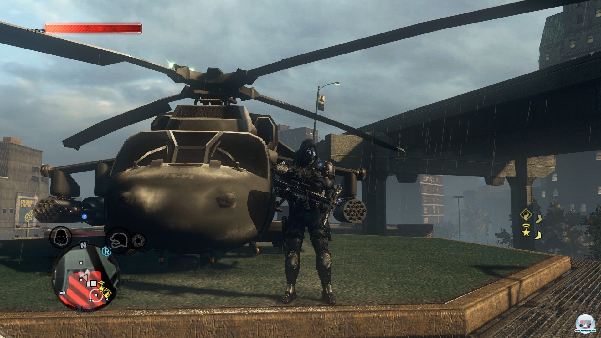 Sp&auml;ter darf man auch am Steuer von Panzern oder Helikoptern Platz nehmen. Die Kontrolle ist einfach, das Ballern damit sehr spa&szlig;ig.