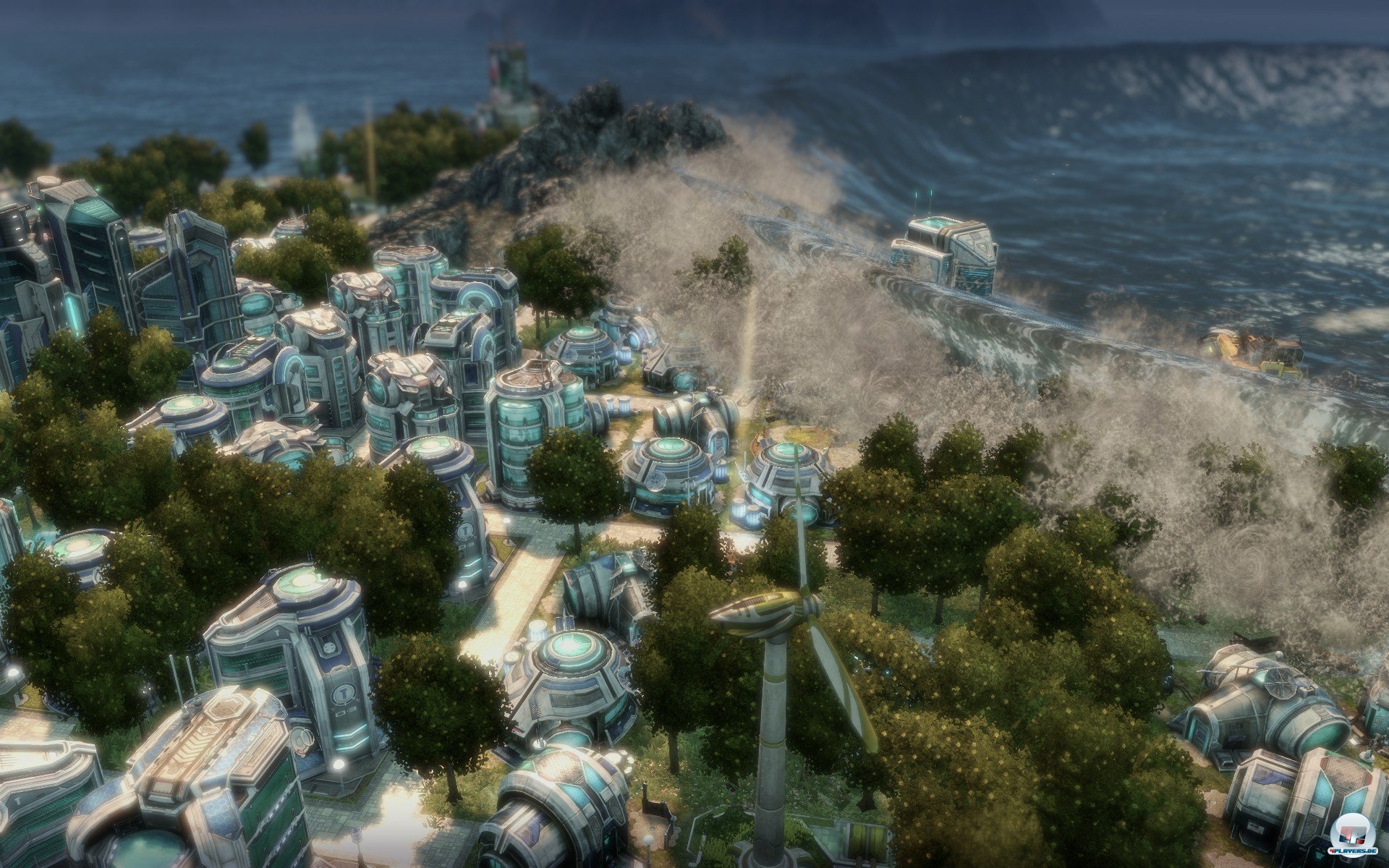 Ein Tsunami verw&uuml;stet die K&uuml;ste.