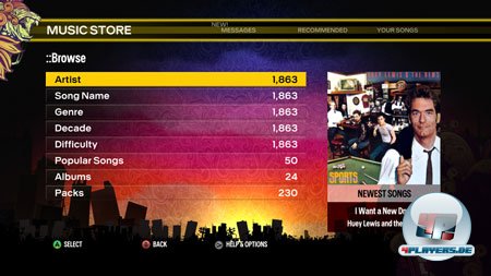 Zus&auml;tzlich zu den &uuml;ber 20 integrierten Songs hat man Zugriff auf die Rock Band-Bibliothek auf der Festplatte sowie den Rock Band-Store.