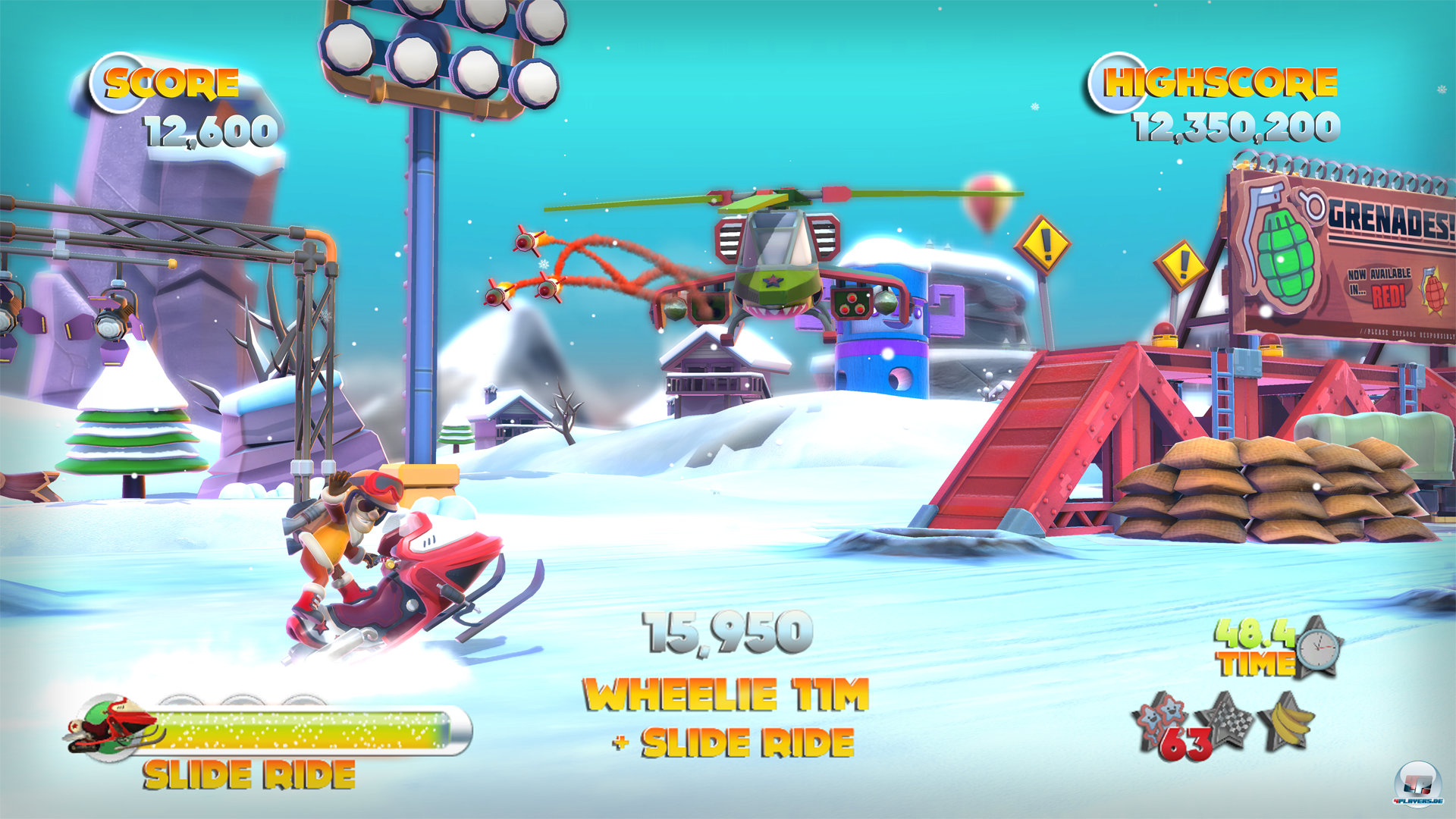 Die fr&ouml;hlichen Stunts gehen leicht von der Hand, sind aber nicht das einzige, worauf man sich in den Levels konzentrieren muss.