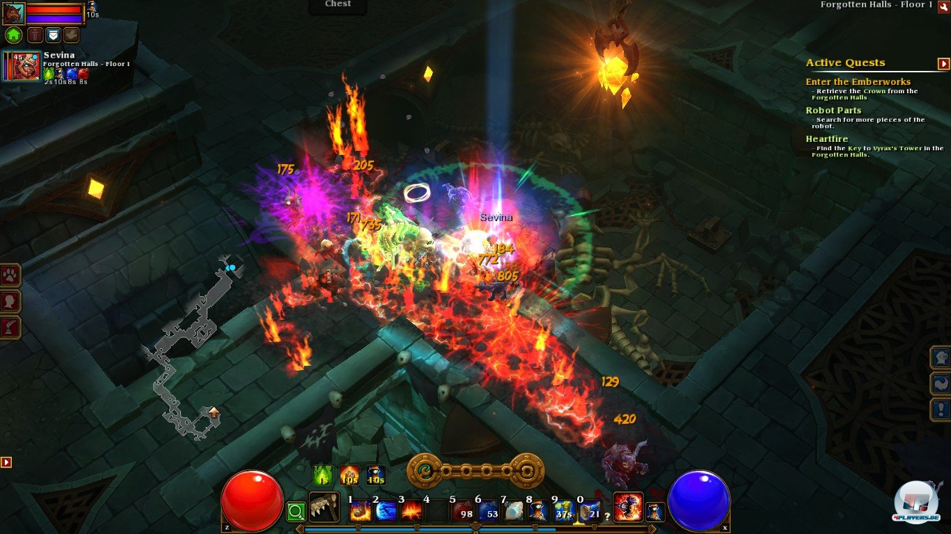 Knallbunte Zaubereffekte in d&uuml;steren Gew&ouml;lben.