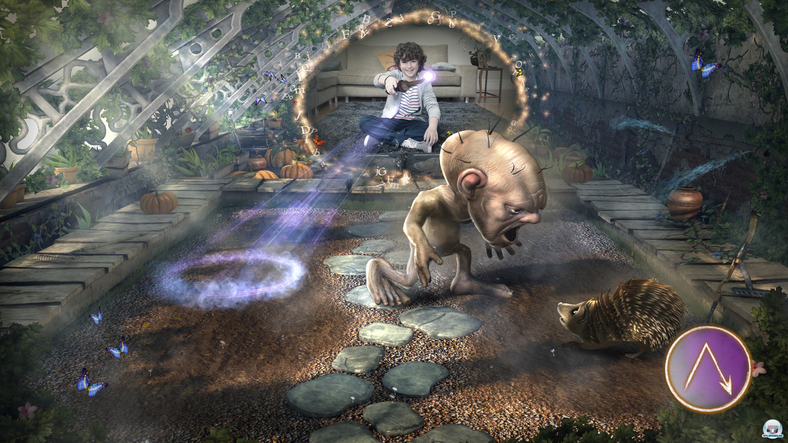 Toller Effekt: Man sieht sich hinten verkleinert im Bild, w&auml;hrend man vorne Kreaturen schrumpfen oder vergr&ouml;&szlig;ern muss.