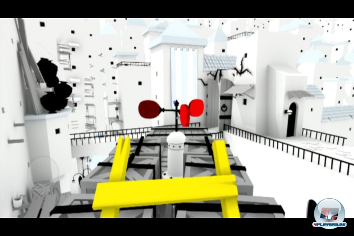 Rote Paddel steuern im zweiten Abschnitt verschiedene Mechnismen. Kleckst Monroe Wasser auf Boden oder Wand, suchen sich gr&uuml;ne Ranken einen Weg dorthin.