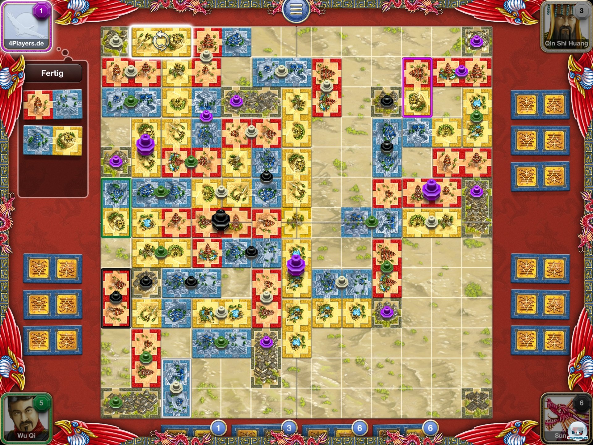 Wer zuerst alle Pagoden in Provinzen ablegt, hat gewonnen. Aber wer expandiert dabei so clever, dass er auch fremde Gebiete zur&uuml;ckerobert?