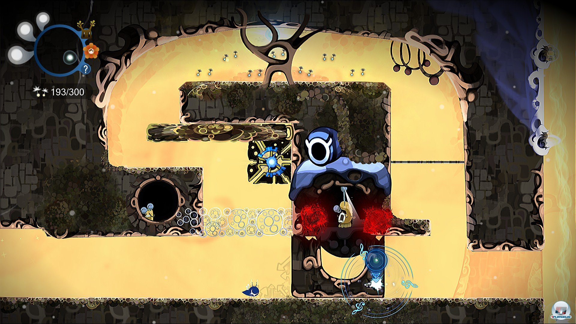 Die kleinen Rätsel sind hervorragend in die Levels integriert. Dieser Stein wird z.B. mit Gesang in die Luft befördert. Die kleinen Rätsel sind hervorragend in die Levels integriert. Dieser Stein wird z.B. mit Gesang in die Luft befördert.