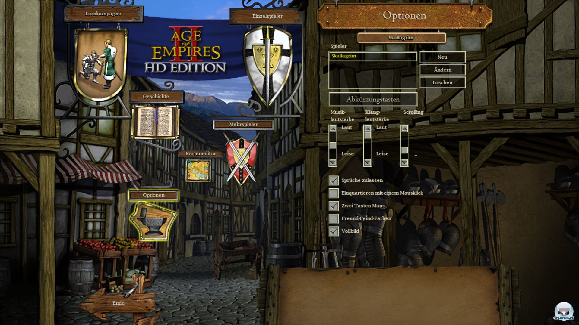 Das Hauptmen&uuml; sieht aus wie schnell hoch skaliert.