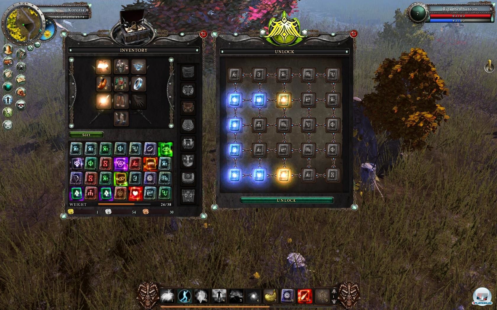 Um Kisten zu &ouml;ffnen, muss man mit gefundenen Runen den Sperrzauber &uuml;berbr&uuml;cken.