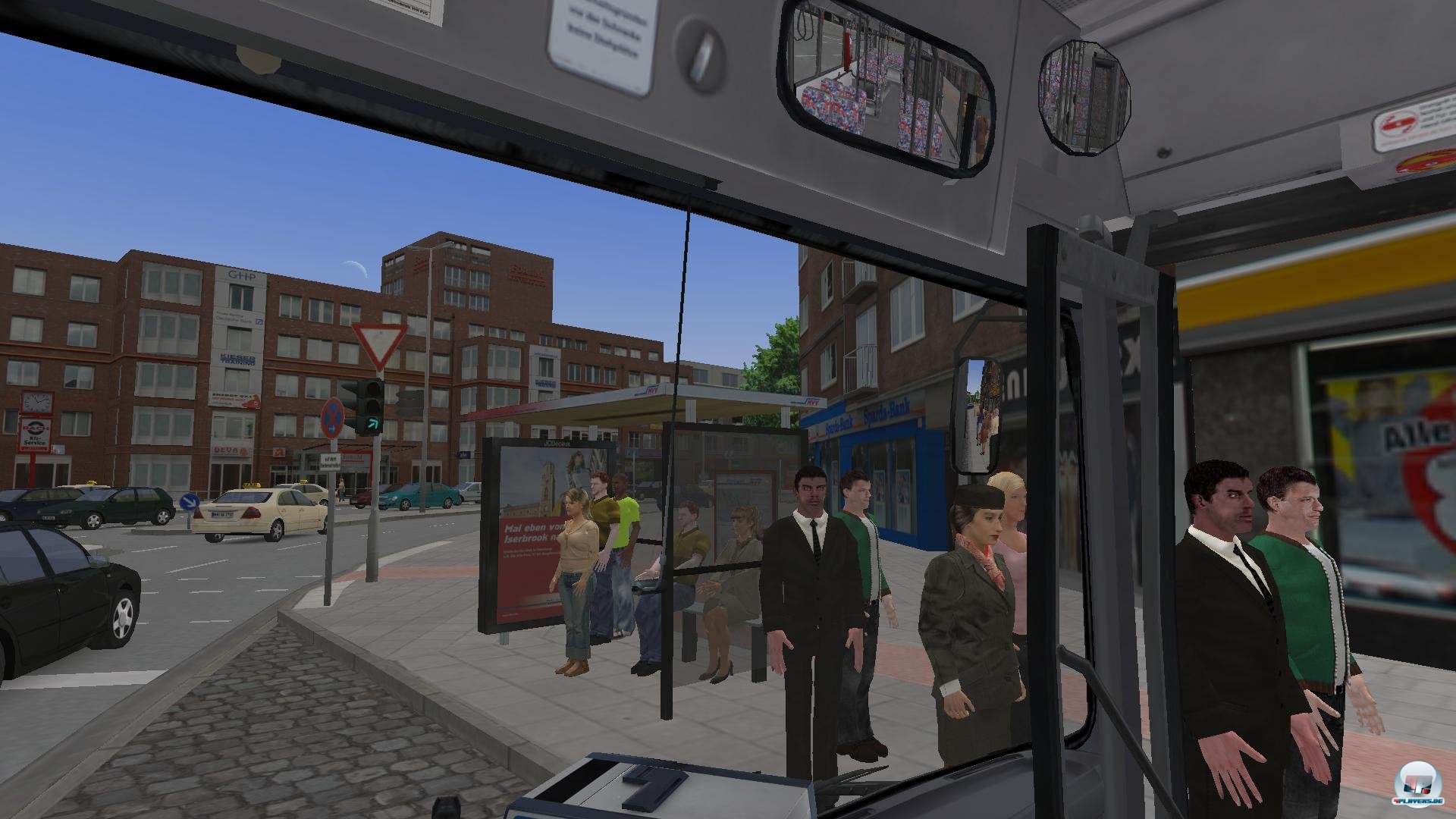 Der Winterhuder Marktplatz aus Sicht des Fahrers: Wie in der Realit&auml;t.