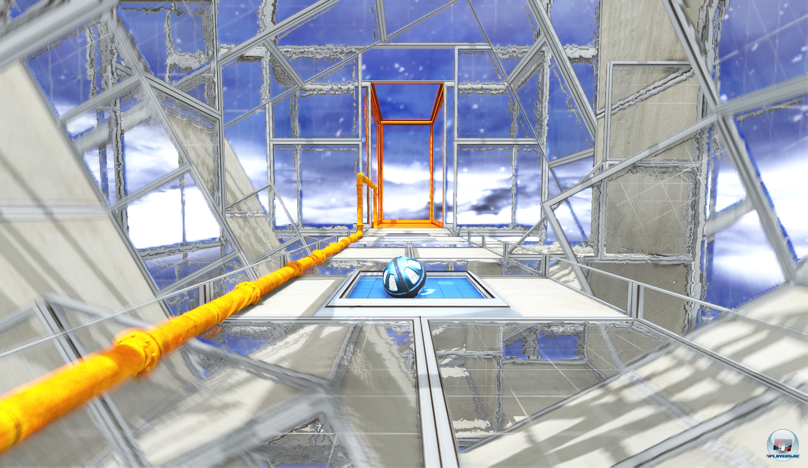 In den an Portal erinnernden R&auml;umen m&uuml;ssen teils mehrere Kugeln in verschiedene Ziele gelenkt werden.