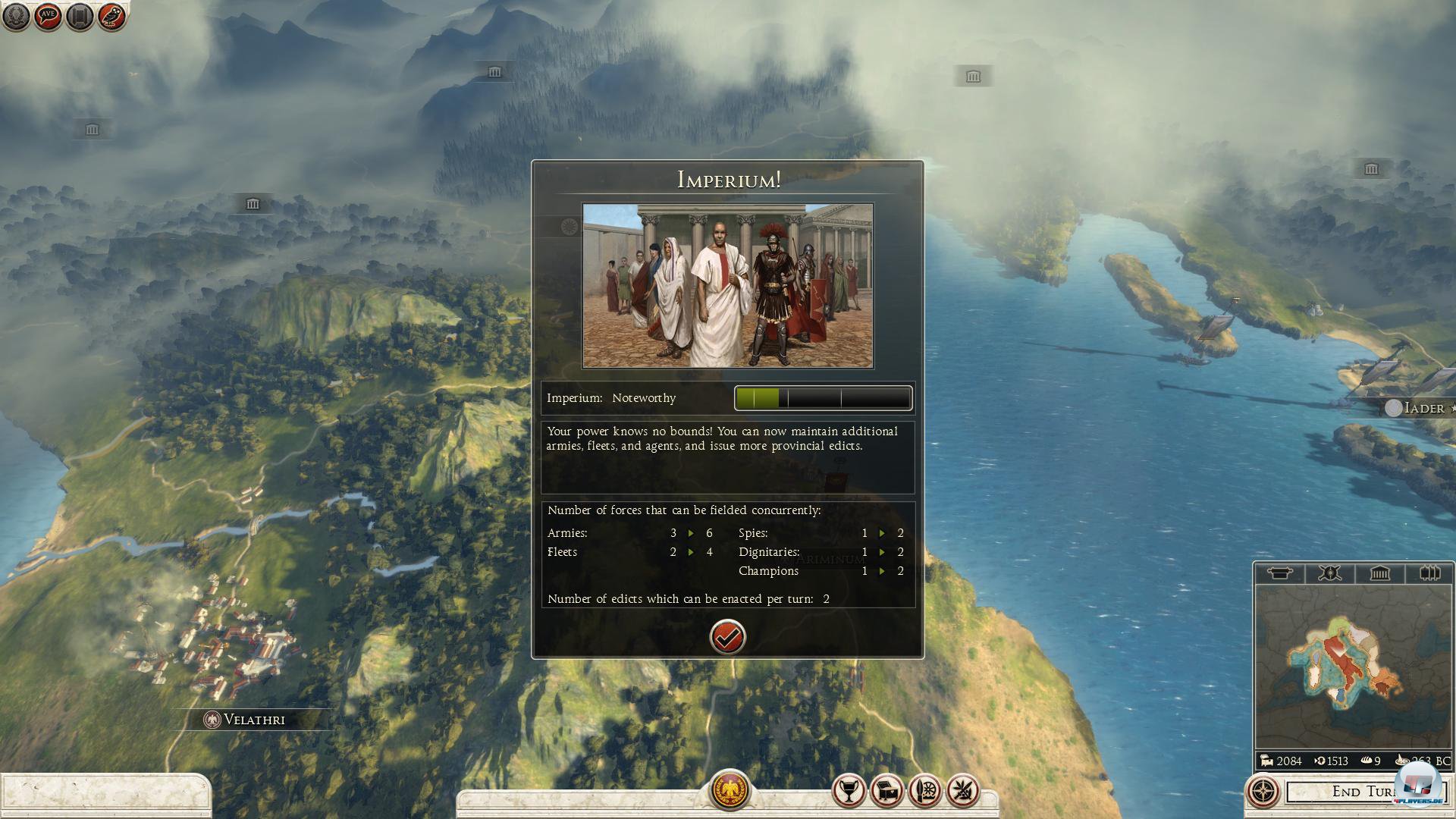 Es gibt vier Kulturen mit eigenen Technologiestufen und Missionen: r&ouml;misch, hellenisch, orientalisch oder barbarisch. Es ist m&ouml;glich, die Kultur einer Region z.B. von etruskisch in r&ouml;misch zu verwandeln, indem man Abgesandte dorthin schickt.