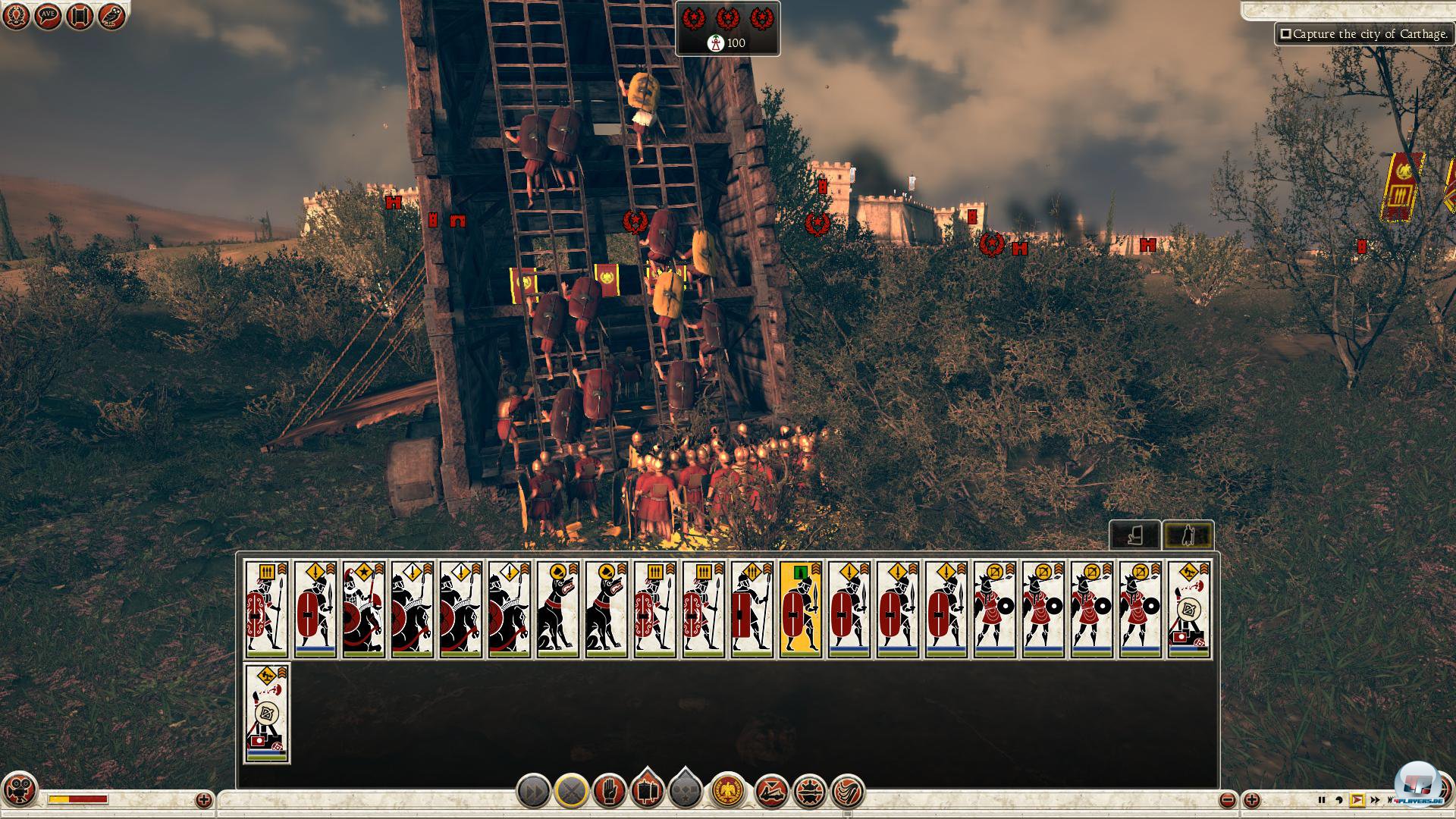 Von schweren Belagerungst&uuml;rmen bis hin zu Kriegselefanten wird alles an antikem Milit&auml;r aufgeboten.