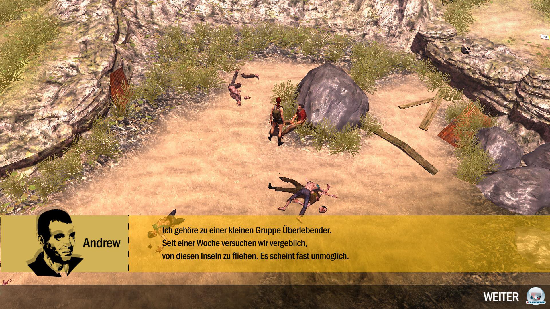 Man beginnt mit einem von drei Charakteren, die auf einer Insel gestrandet sind. Story? Schwamm drüber... Man beginnt mit einem von drei Charakteren, die auf einer Insel gestrandet sind. Story? Schwamm drüber...