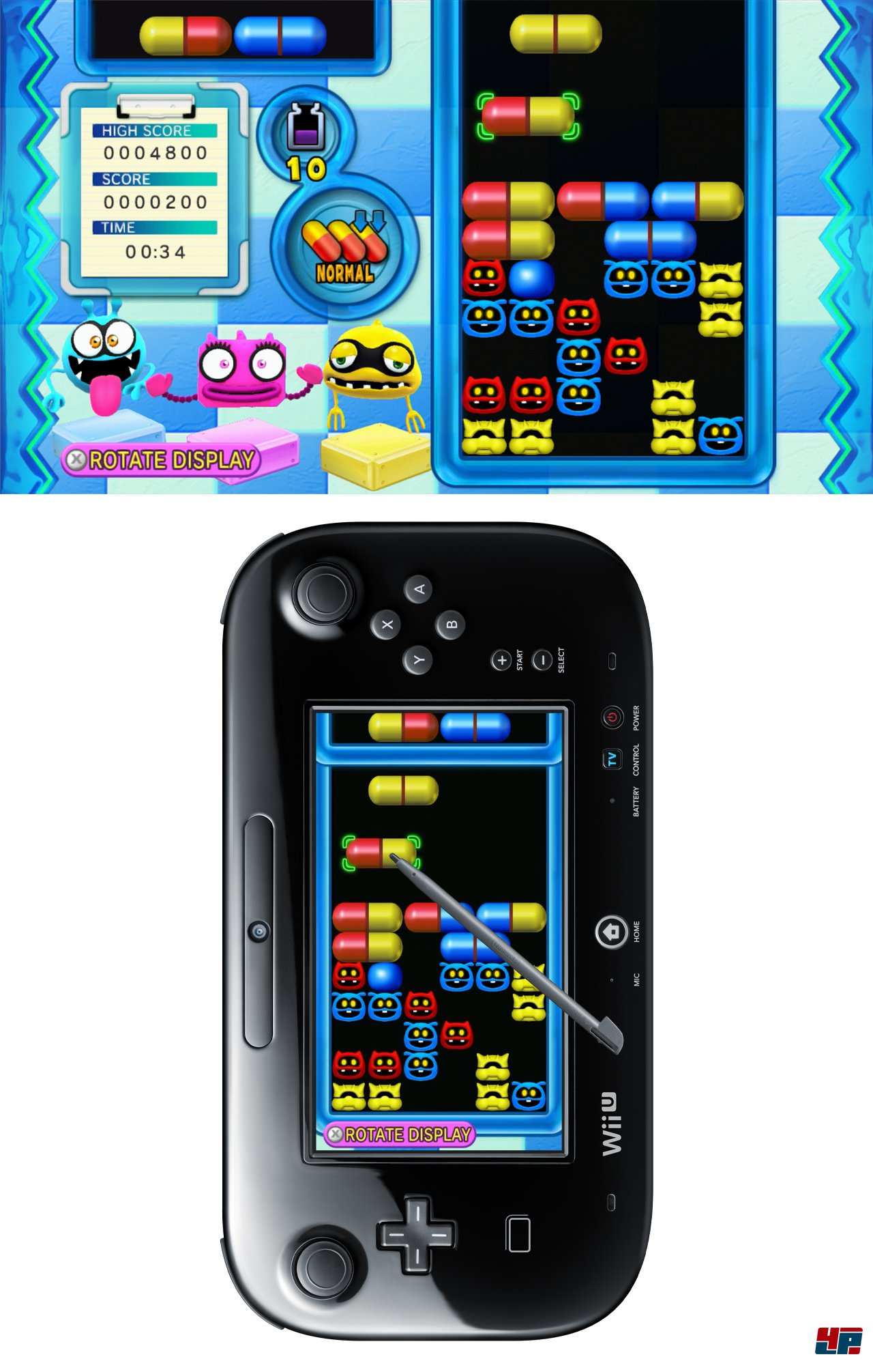 Die WiiWare-erprobte Bazillenjagd l&auml;sst sich sowohl im Quer- als auch Hochformat spielen.