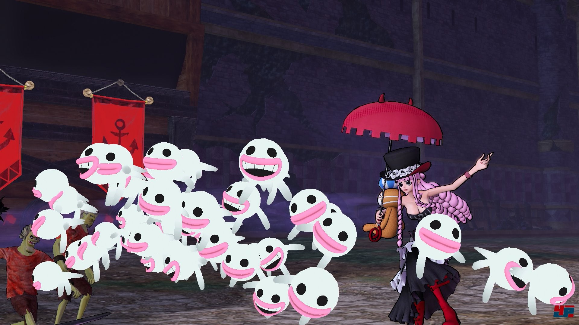 Perona und ihre Geisterarmee könnten in One Piece Odyssey für Gänsehaut sorgen – wenn man die Thriller Bark ins Spiel bringt. Quelle: Bandai Namco, Screenshot aus One Piece Pirate Warriors 3 Perona und ihre Geisterarmee könnten in One Piece Odyssey für Gänsehaut sorgen – wenn man die Thriller Bark ins Spiel bringt. Quelle: Bandai Namco, Screenshot aus One Piece Pirate Warriors 3