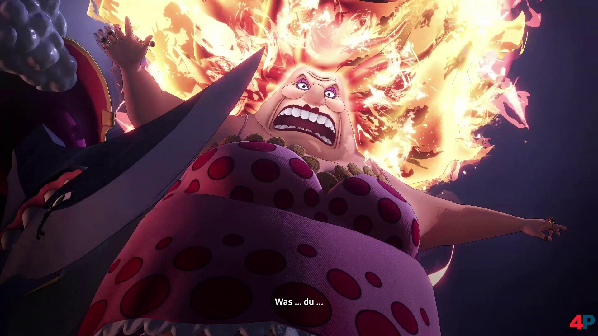 Big Mom ist eine wahre Naturgewalt, deren fulminante Fähigkeiten im rundenbasierten Kampf sicher eine spannende Herausforderung sein dürften. Quelle: Bandai Namco, Screenshot aus One Piece Pirate Warriors 4 Big Mom ist eine wahre Naturgewalt, deren fulminante Fähigkeiten im rundenbasierten Kampf sicher eine spannende Herausforderung sein dürften. Quelle: Bandai Namco, Screenshot aus One Piece Pirate Warriors 4