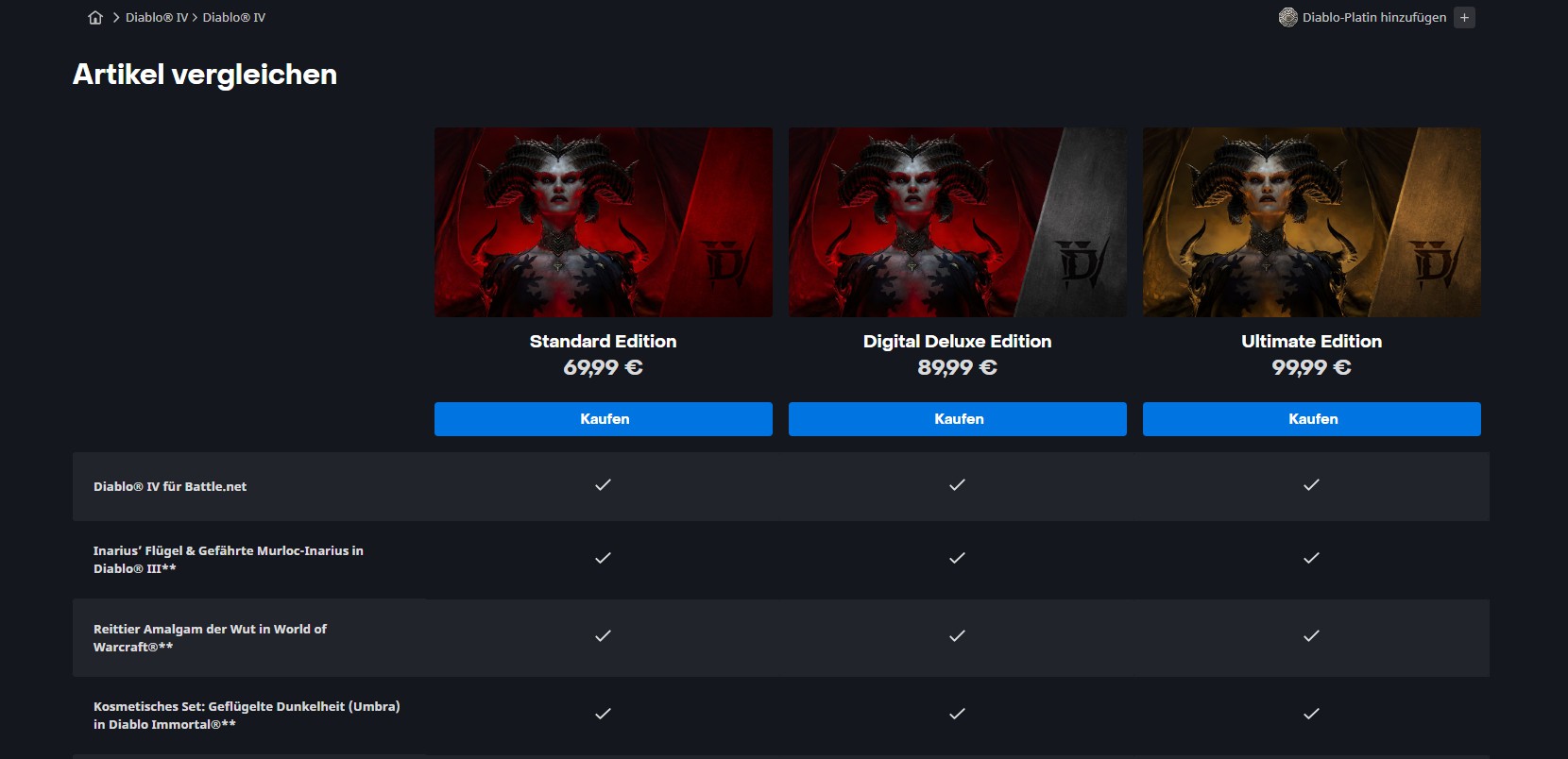 Drei Editionen, drei verschiedene Preise – Tabellen gehören bei AAA-Spielen mittlerweile dazu. Drei Editionen, drei verschiedene Preise – Tabellen gehören bei AAA-Spielen mittlerweile dazu.