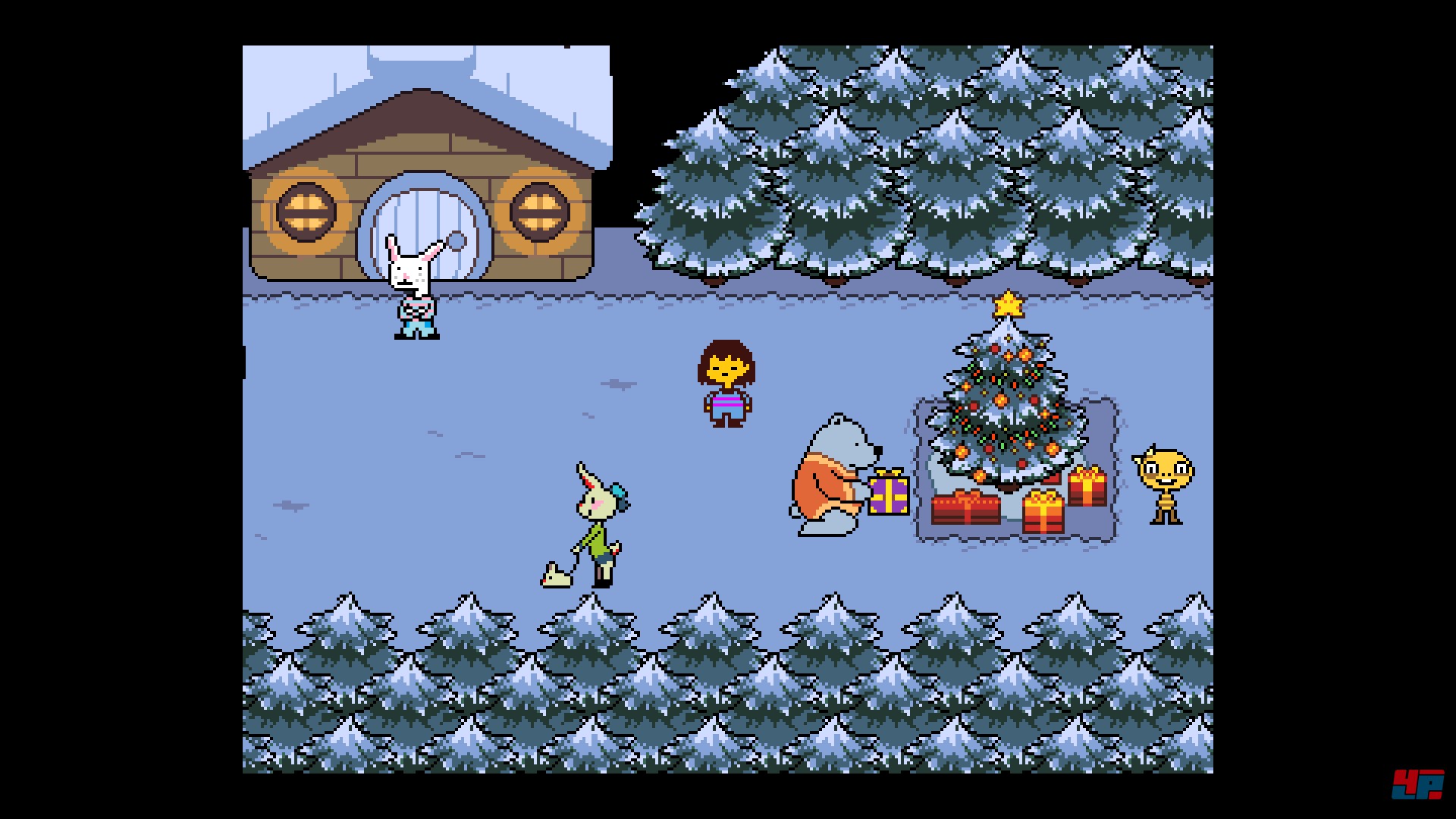 Sieht wie ein sch&ouml;nes, friedliches Weihnachtsdorf aus; t&auml;uscht aber, wie fast alles in dem Adventure.