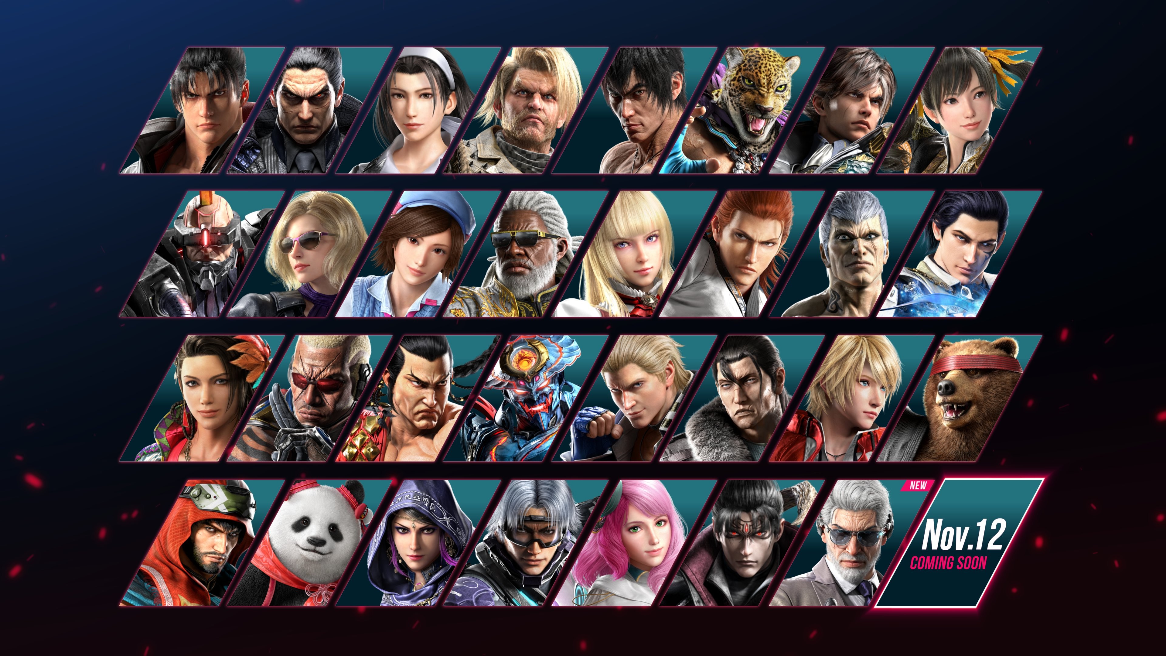 Mit diesem Line-up geht Tekken 8 im Januar an den Start. Das Feld unten rechts wurde in der vergangenen Woche von Reina gefüllt. Mit diesem Line-up geht Tekken 8 im Januar an den Start. Das Feld unten rechts wurde in der vergangenen Woche von Reina gefüllt.