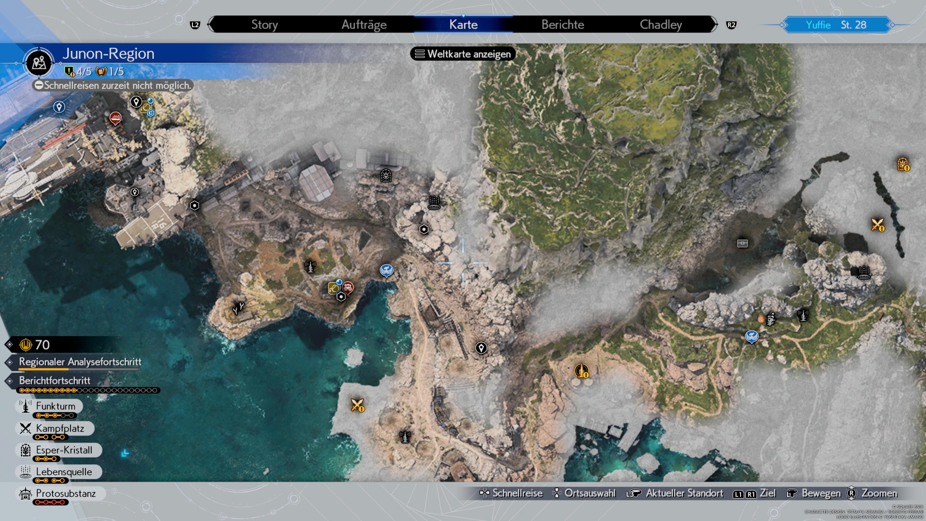Für jede Region könnt ihr einsehen, welche Ort ihr noch aufsuchen müsst, um den Weltbericht in diesem Teil voranzutreiben. Für jede Region könnt ihr einsehen, welche Ort ihr noch aufsuchen müsst, um den Weltbericht in diesem Teil voranzutreiben.