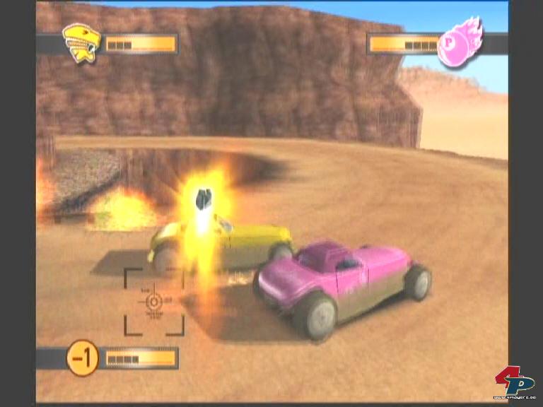 Aus dem Rennen geflogene Spieler k&ouml;nnen den anderen per Lenkrakete das Leben zur H&ouml;lle machen. (Xbox)