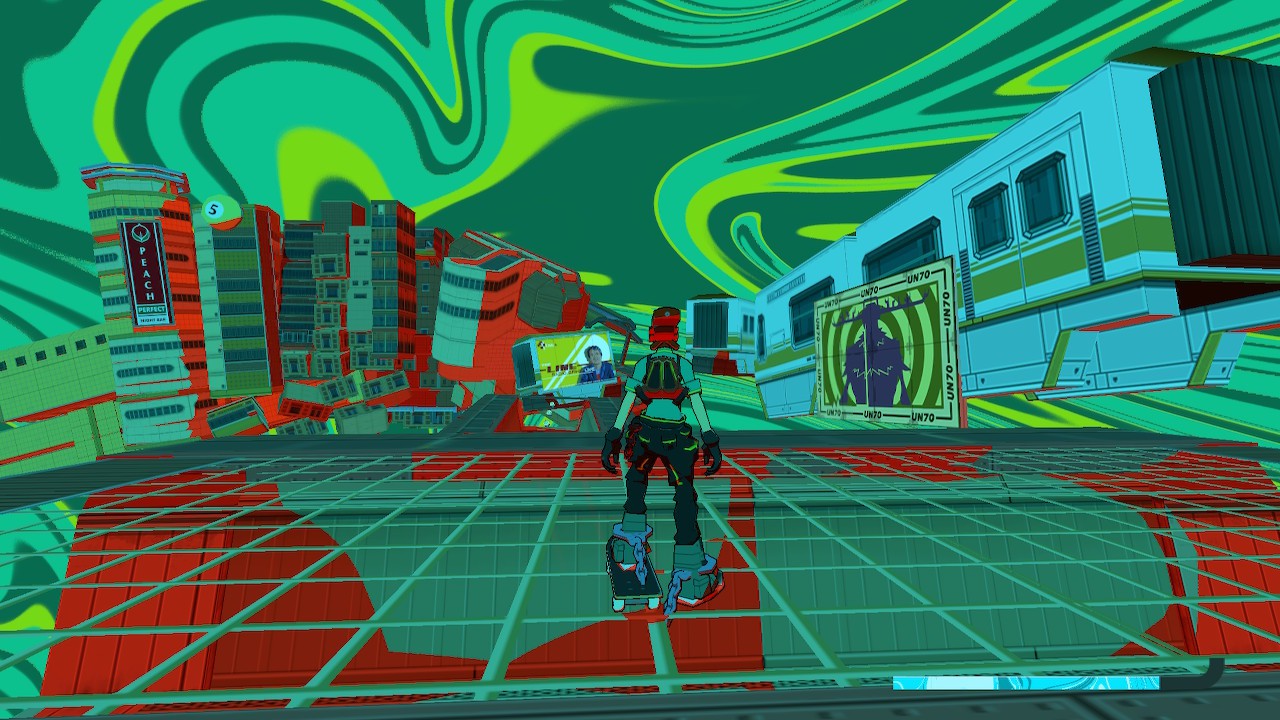 Auch in den gelegentlichen Traumsequenzen geht Bomb Rush Cyberfunk optisch aufs Ganze und ertr&auml;nkt mich in einem Meer aus famosen Farben.