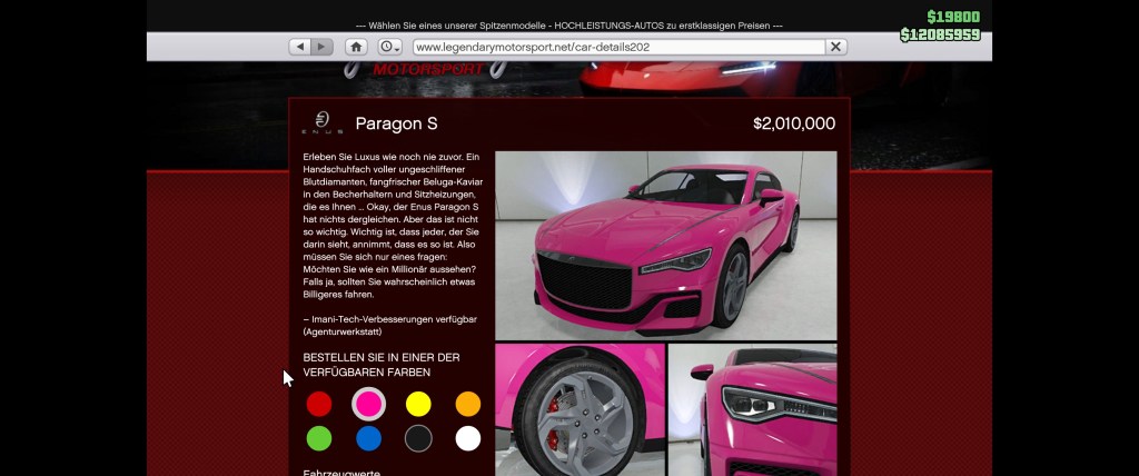 Wer fast genau zwei Millionen GTA-Dollar &uuml;berweist, darf in GTA Online fortan den Paragon S sein Eigen nennen.