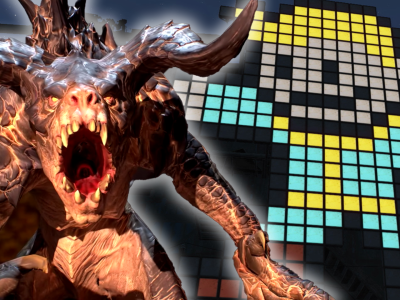 Im Bild: Das Monster Deathclaw aus Fallout 4 - und der ikonische Vault-Boy, der sein 