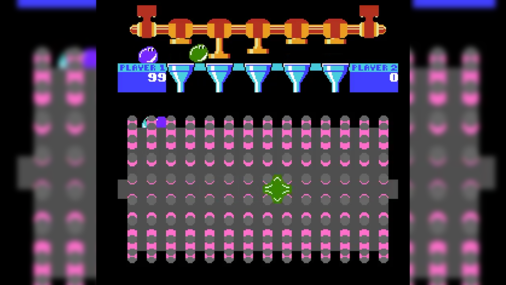 Im Bild: Eine Spielszene aus dem niemals veröffentlichten Geschicklichkeitsspiel Glug für die Nintendo-Konsole.