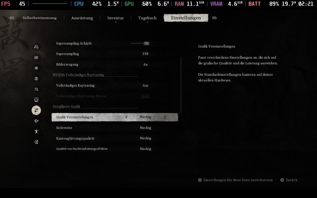 Screenshot aus dem Optionsmen&uuml; von Black Myth Wukong.